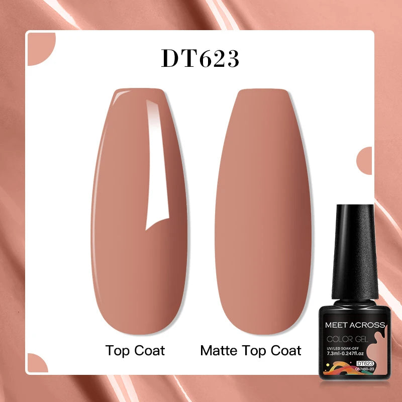 MEET ACROSS 160 Colors 7.3ml Gel Nail Polish Vernis Glitter Sparkly Semi Permanent Soak Off LED UV Gel Varnish Nail Art Manicure