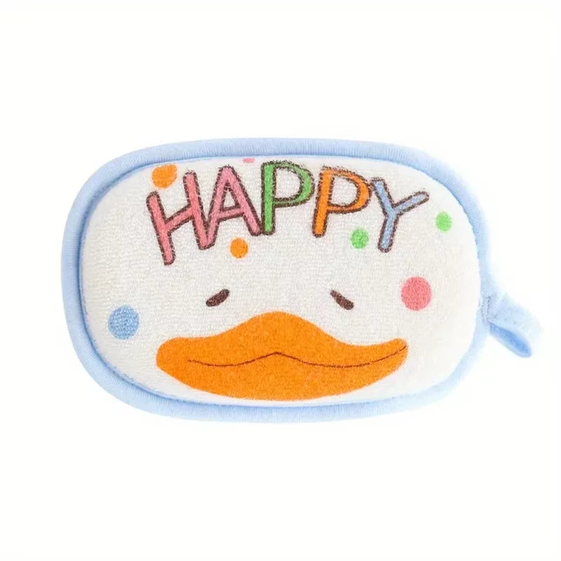 Baby Bath Sponge,Children Scrub Bath Towel, Cartoon Cleaning Brush for Kids Toddlers Newborns, Shower Head Hair Washing Massage