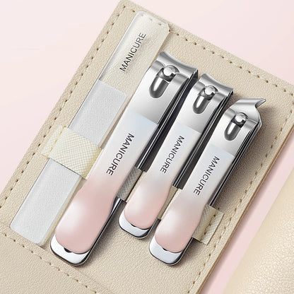 4/10PCS New Nail Clippers set 4 with Rotating Leather Bag Professional Trimmer Pedicure Care Tools Manicure Set Home Care Gift