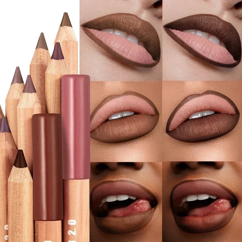 Nude Matte Lipstick Pencil 8 Colors Nude Matte Lipstick Pencil Velvet Contour Lip Liner High Pigmented Lip Liner Lip Makeup Tool
