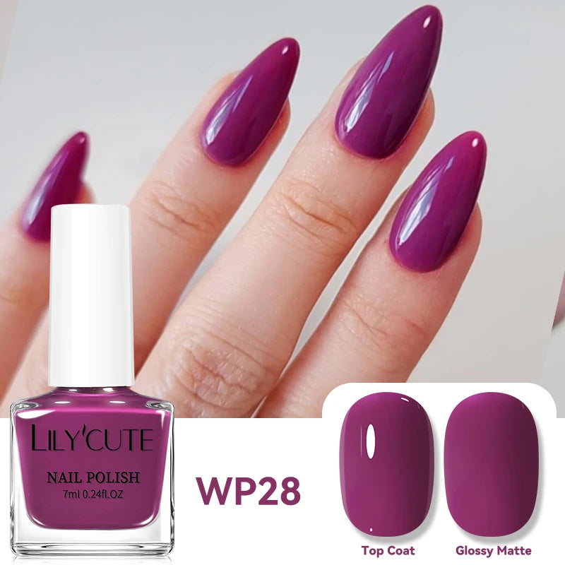 LILYCUTE 7ml Dark Red Nail Polish Water-based Colorful Glitter Sequins Air Dry No Need Cure Nail Art Supplies Gorgeous Color