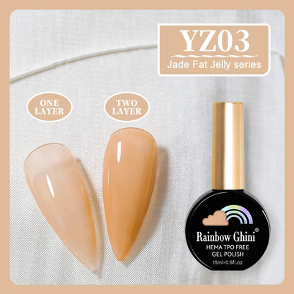 RG 15ml TPO&Hema Free 5Color Nude Jade Fat Gel Nail Polish Translucent UV Gel Polish Long Lasting Professional Nail Art Autumn