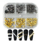 6 Grids Y2K Punk Metal Rivet Nail Charms Cone Mixed Sized Black Silver Gold Nail Art Studs 3D Stylish Alloy Spike Nails tool