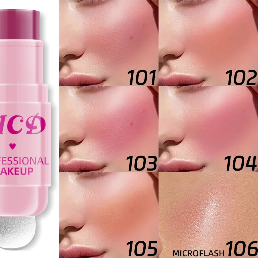 6Colors Makeup Blush Stick Lip Tinted Cooling Water Jelly Tint Jelly Blush Stick Bronzer Cheek and Nose Grooming  Matte Blush