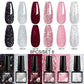 MTSSII 6PCS/Set Sparkly Red Roes Red Gel Nail Polish Shinning Nail Art LED UV Gel Varnish Nail Supplies Manicure Kit for Nails