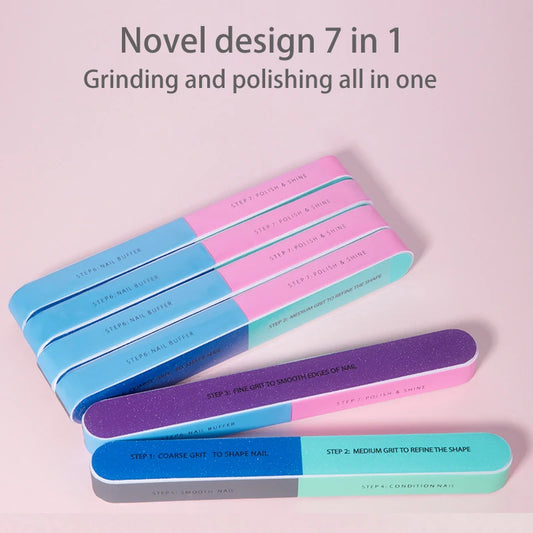 3/5/7/10pcs Nail File Seven Sided Polishing Tools Manicure Pedicure Professional Files Nail Art Sanding Buffer Block Nail Tools