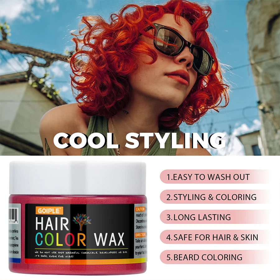 Halloween Hair Colour Wax Easy To Wash DIY Dye Hair Mud Immediate Dying for Eyebrow Beards Coloring Temporary Hair Colour Cream