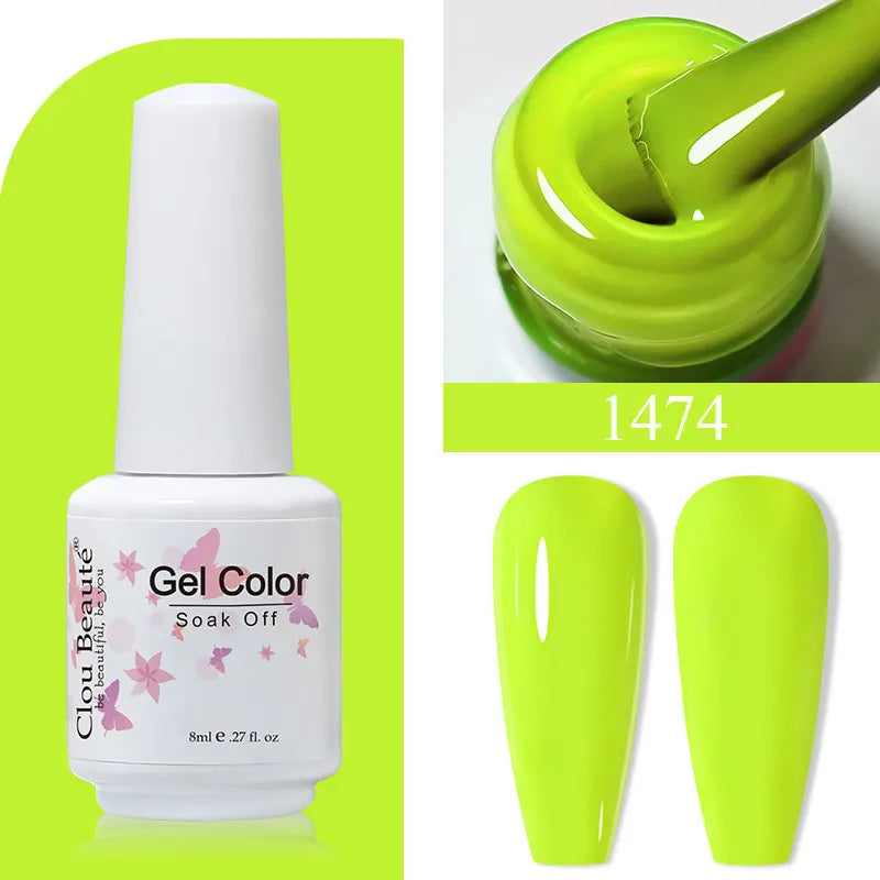 Clou Beaute 8ml Gel Polish Colorful Glitter UV Nail Gel Vernis Semi Permanent Glass Bottle Blue Green White Soak Off Gel Nail