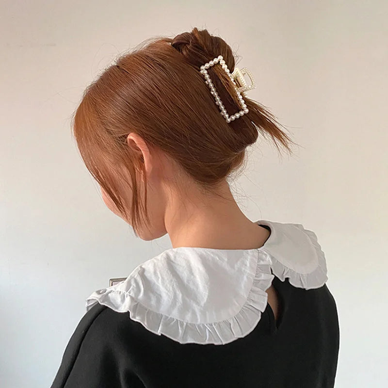 Pearl Claw Clips Crab Geometric Hairpins For Women Girl Korean Bow Hollow Hair Accessories Bath Clip Headwear Barrettes