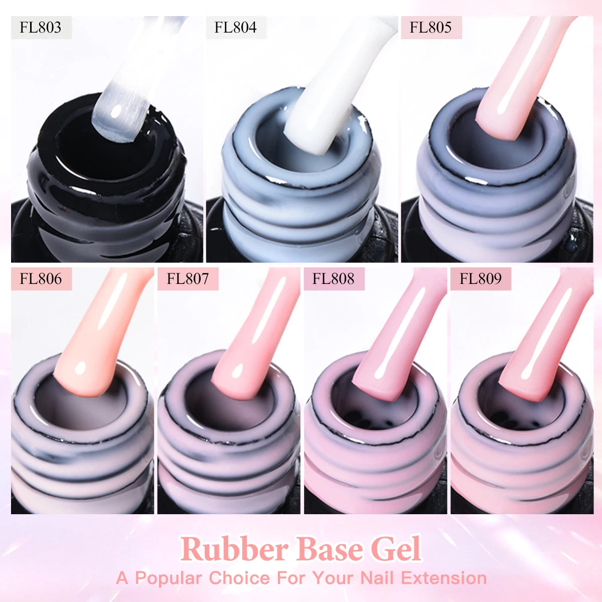 FOUR LILY 10ML Nude Pink Rubber Base Gel Nail Polish Milky White Color Semi Permant Soak Off UV LED Self-leveling Gel Varnishes