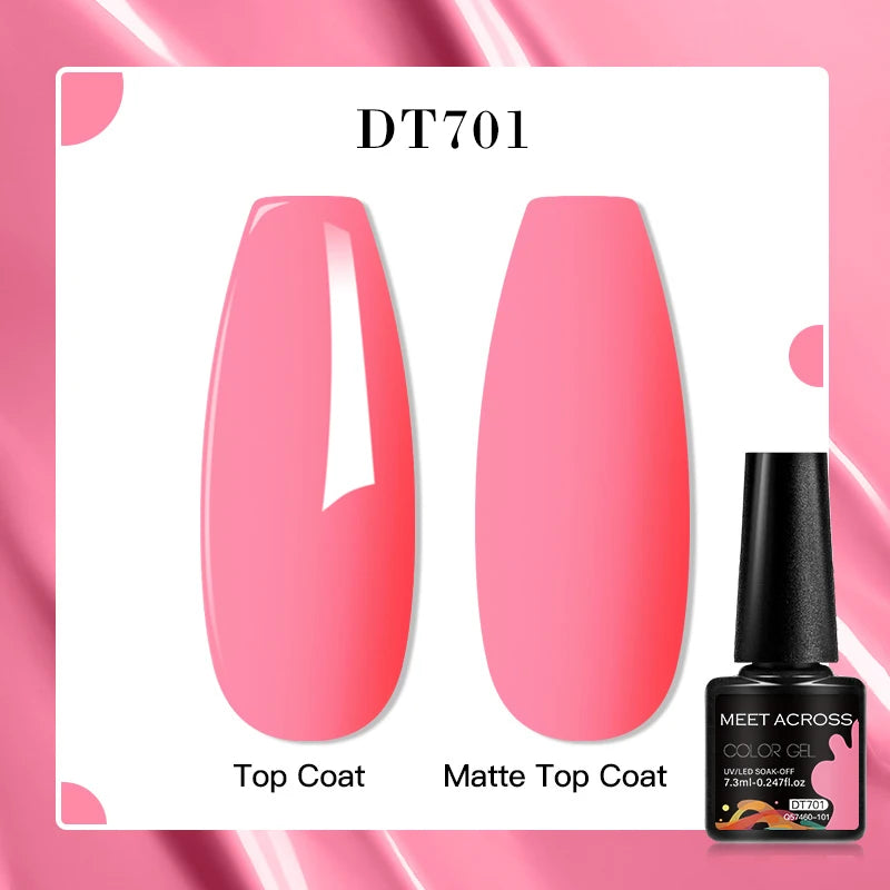 MEET ACROSS 160 Colors 7.3ml Gel Nail Polish Vernis Glitter Sparkly Semi Permanent Soak Off LED UV Gel Varnish Nail Art Manicure
