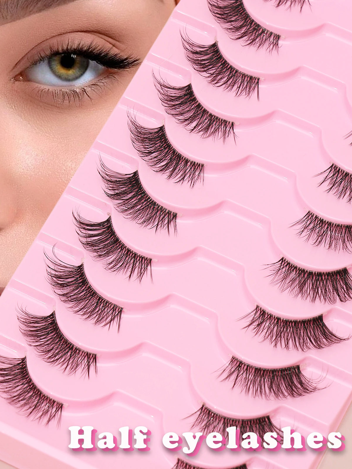 10 Pairs Natural Eye Lashes Faux Mink Eyelashes Winged End Eye Elongated Eyelashes Natural Long Manga Lashes Fake Lashes Makeup