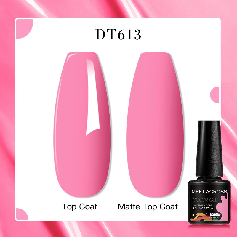 MEET ACROSS 160 Colors 7.3ml Gel Nail Polish Vernis Glitter Sparkly Semi Permanent Soak Off LED UV Gel Varnish Nail Art Manicure