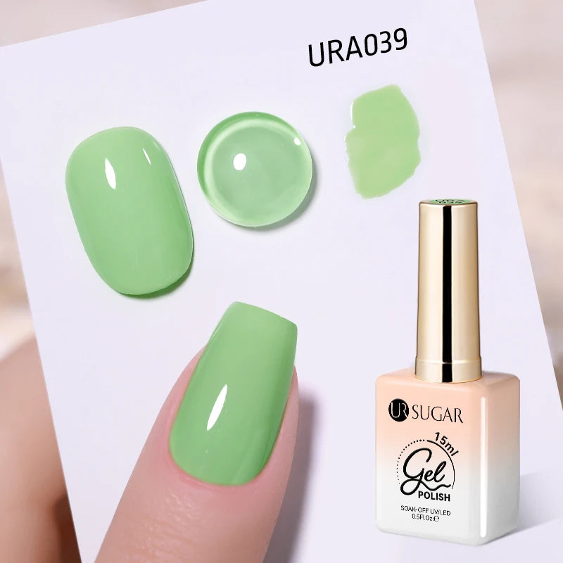 UR SUGAR 15ml Jelly Milky White Translucent Color Gel Polish Semi Permanent UV Gel Nail Art Soak Off Gel Varnish Latest Fashion