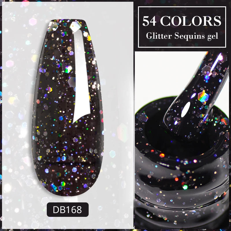 7ml Snowflake Gel Nail Polish UV LED Semi Permanent Milky White Pink Glitter Snow Sequins Gel Nails Art Design Varnish Manicure