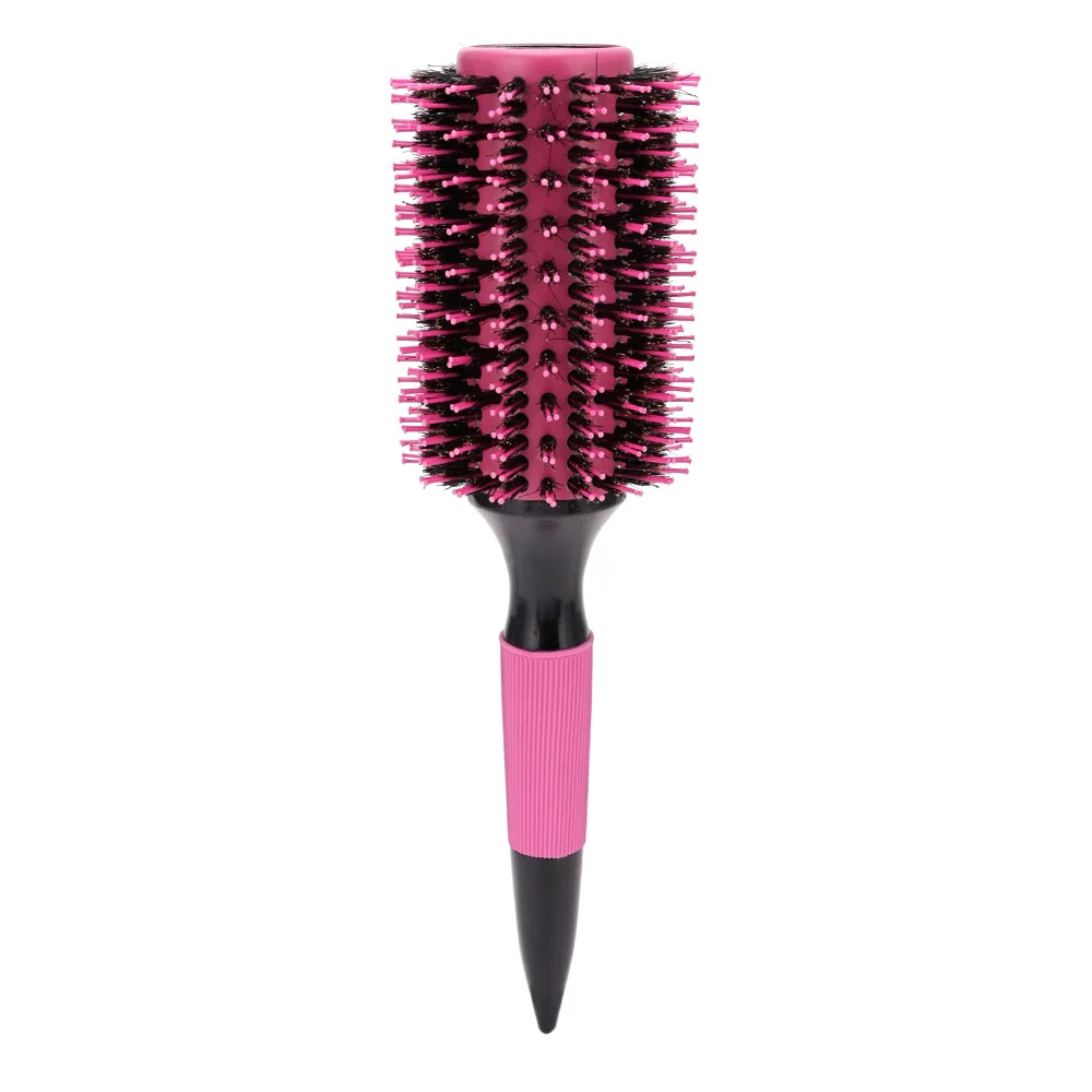 Wooden Round Hair Comb Brush With Boar Bristle Mix Nylon Styling Tools Professional Ceramics Ion Hair Brush Hairdressing Supply
