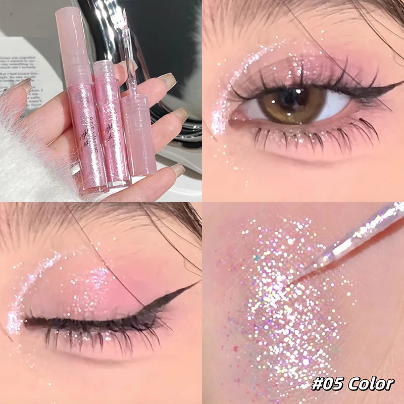 Liquid Eyeshadow Set Waterproof Long Lasting Pearlescent Shimmer Pearl Sparkle Glitter Eye Shadow Silkworm Korean Cosmetics
