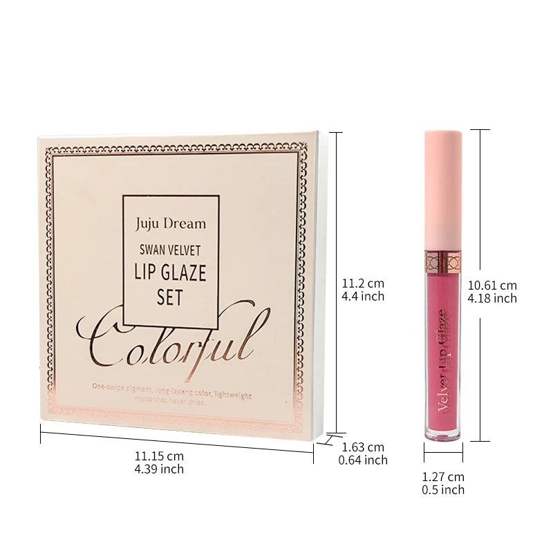 8 pcs matte liquid lipstick, lip glaze - waterproof, non-stick, long-lasting lip gloss, brown, pink, purple and red tones