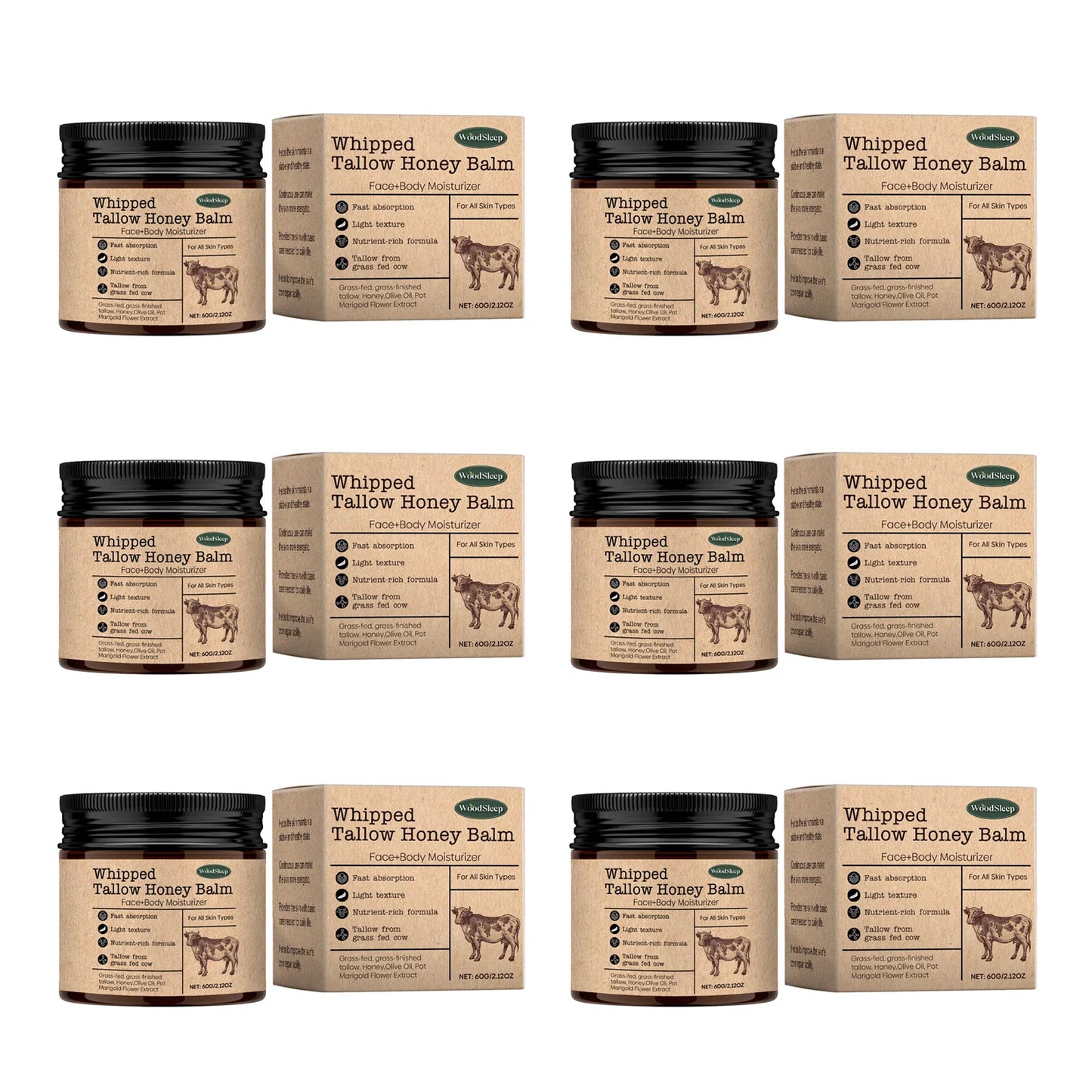 WoodSleep Beef Tallow Paste Deeply Moisturizer Brightening Wrinkle Remover Grass Fed Tallow Wild Honey Face Body Cream Skin Car