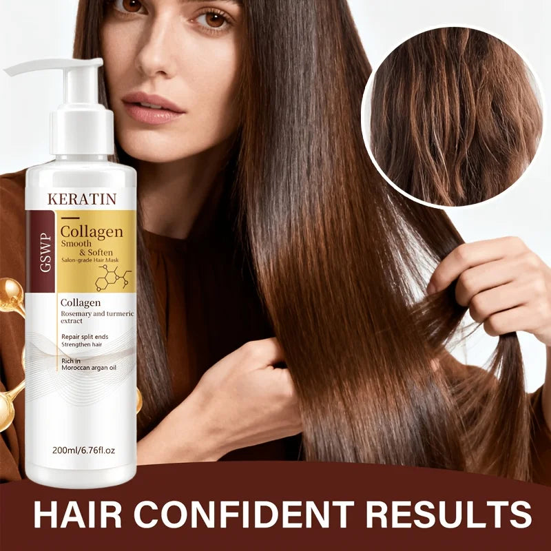 GSWP Collagen & Keratin Hair Mask. Deeply Moisturises and Repairs Damaged Hair. Strengthens and Softens Hair. Gift Pack, 200ml