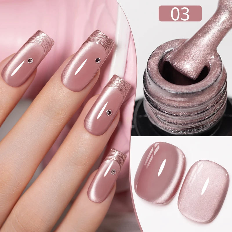 7.5ML Black Cat Eye Magnetic Glitter Gel Nail Polish Ultra-Bright Black Shine Long-Lasting Soak Off UV Nail Art Varnish Manicure