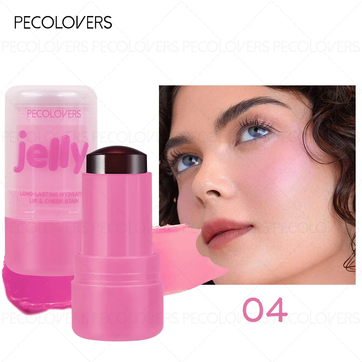 1PC Jelly Blush Stick - Lip & Cheek Dual Use, Easy Contouring, Longwear, Smudge-Proof, Natural Flush, Lightweight