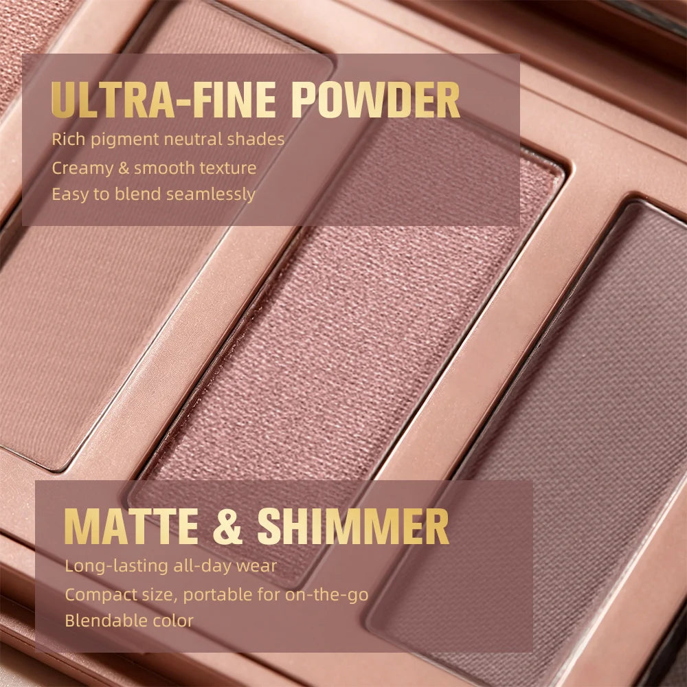 Mini Soft Pink Eyeshadow Palette Long Lasting All-Day Wear Brighten Eyes Matte & Shimmer Shadow Smooth Texture Eyeshadow Palette