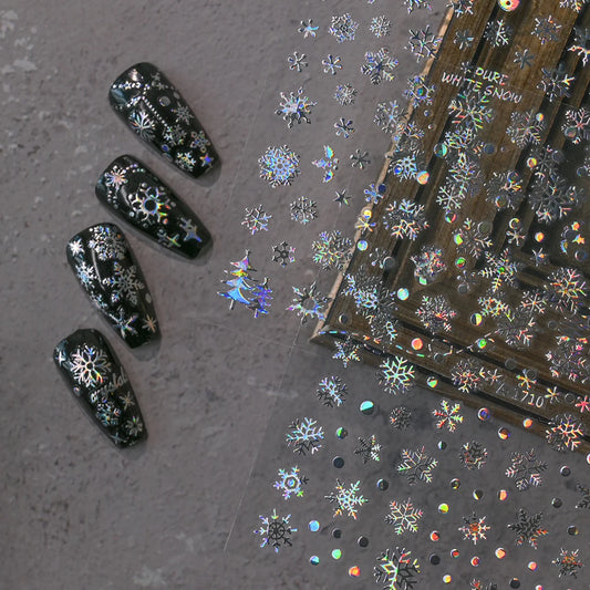 12sheets Laser Sliver Snowflakes/snowballs 3D Christmas Nail Art Decals Dreame Laser Santa Claus Snowman Nail Stickers Charms﻿