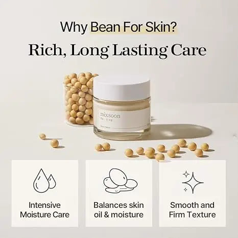 mixsoon Bean Cream - Intensive Moisture Face Cream For Smooth, Nourished Skin, Pore & Sebum Care - Korean Skincare For Glass