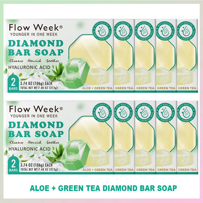 FlowWeek Hyaluronic Acid Diamond Essential Oil Soap Handmade Soap Gem Gold Foil Soap Face Hand Body Cleaning Soap Wedding Gifts