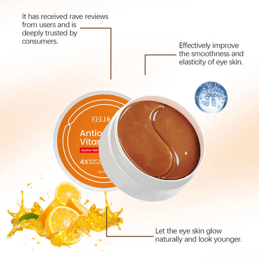 60Pcs Vitamin C Eye Patches Remescar Puffiness Dark Circles Bags Tightening Eye Skin Hyaluronic Acid Moisturizing Eye Mask Care