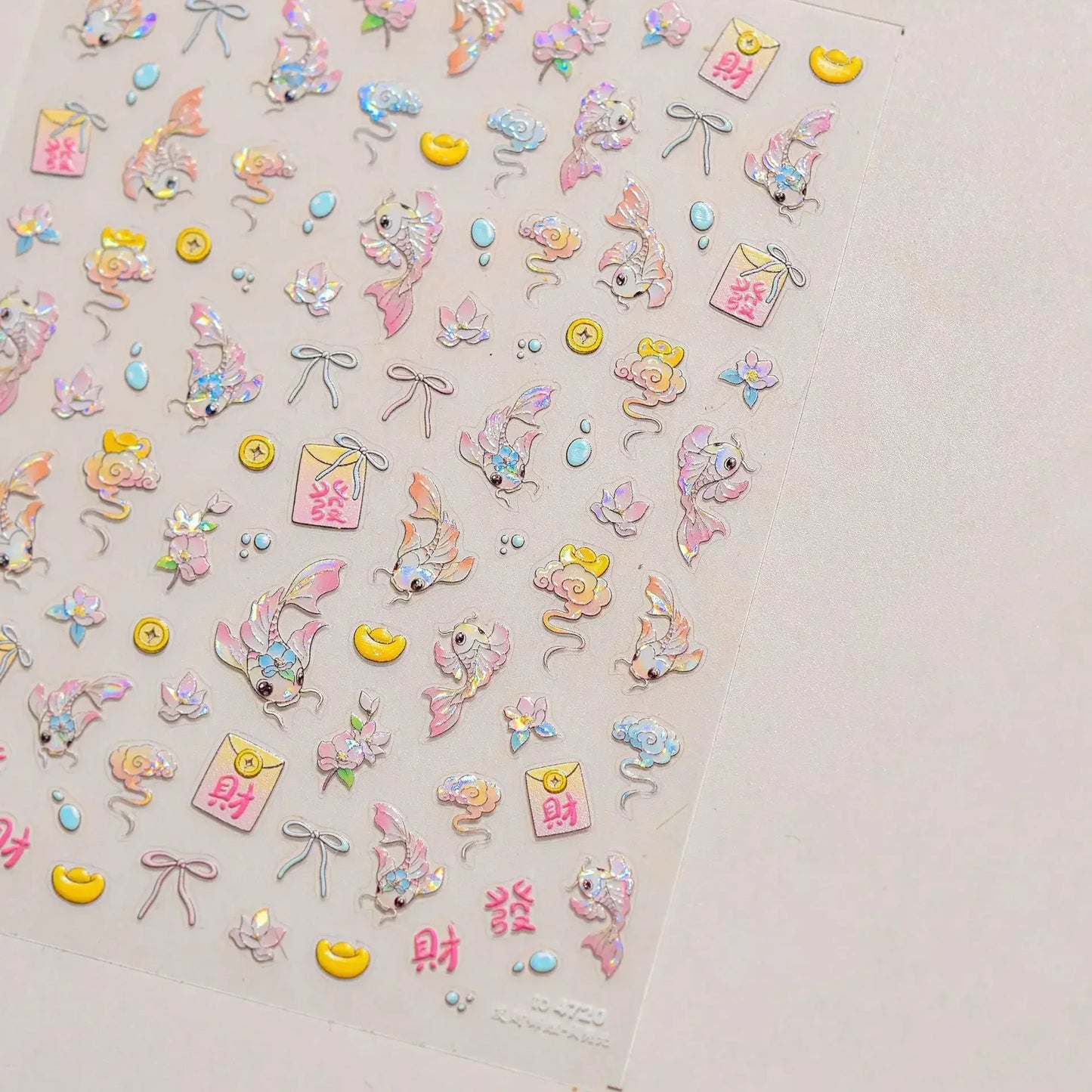 Magical Blow Bubbles Goldfish Bunny Rabbit Cat Kitten Shape Shiny Dreamy Bubbles 5D Nail Art Decorations Sticker Manicure Decal