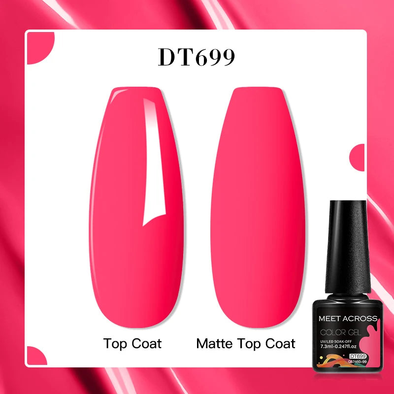 MEET ACROSS 160 Colors 7.3ml Gel Nail Polish Vernis Glitter Sparkly Semi Permanent Soak Off LED UV Gel Varnish Nail Art Manicure