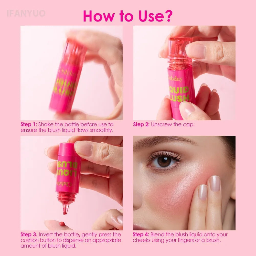 Liquid Pearlescent Blush Hydrate All Day Air Cushion Press Face Cheek Tint Moisturized Long Lasting Rouge Cheek Contour Makeup