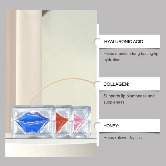 Collagen/Honey/Cherry Lip Mask Gel Patches Hydrating & Plumping Lip Treatment for Dry Lip Repair Fine Lines Clear Lip Care Patch