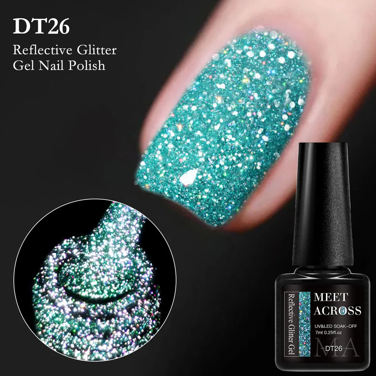 7ml Reflective Glitter Gel Nail Polish Semi Permanent Soaking Nail Art Varnish Alcohol-Free Salon Quality Manicure DIY Design