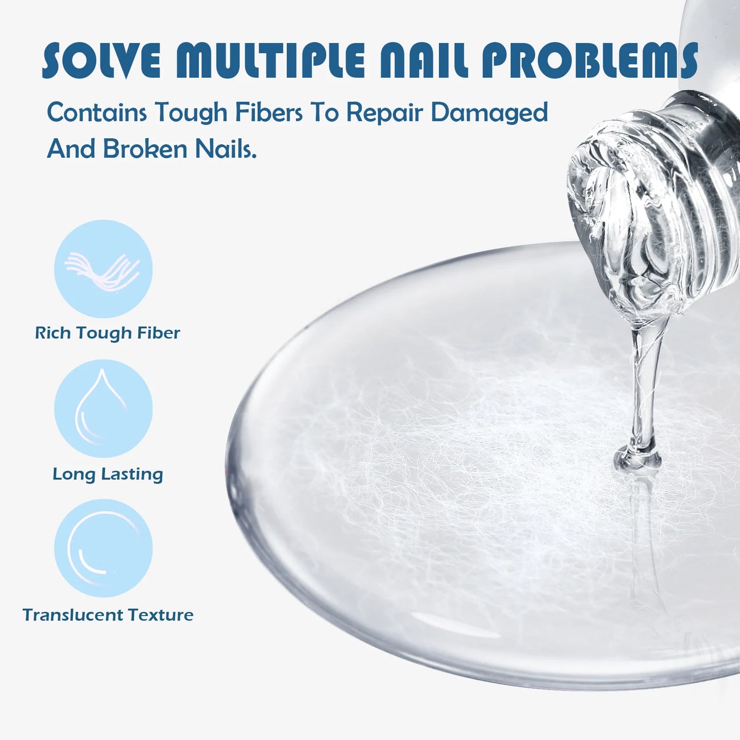 2Pcs 15ml Fiberglass Rubber Base Gel Nail Polish For Broken Nail Repaired Clear Quick Building Soak Off Construction Gel Varnish