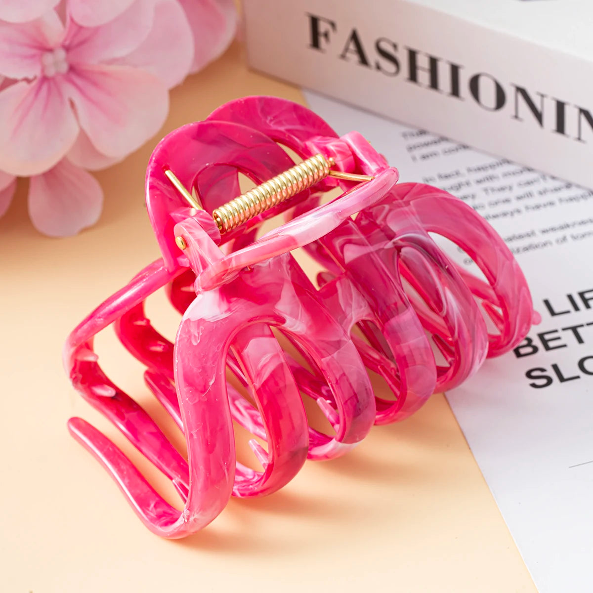 New Large Marble Stripes Pumpkin Hair Claws Crab Hairpins For Women Sweet Hair Clip Barrettes Headband Hair Accessories Styling