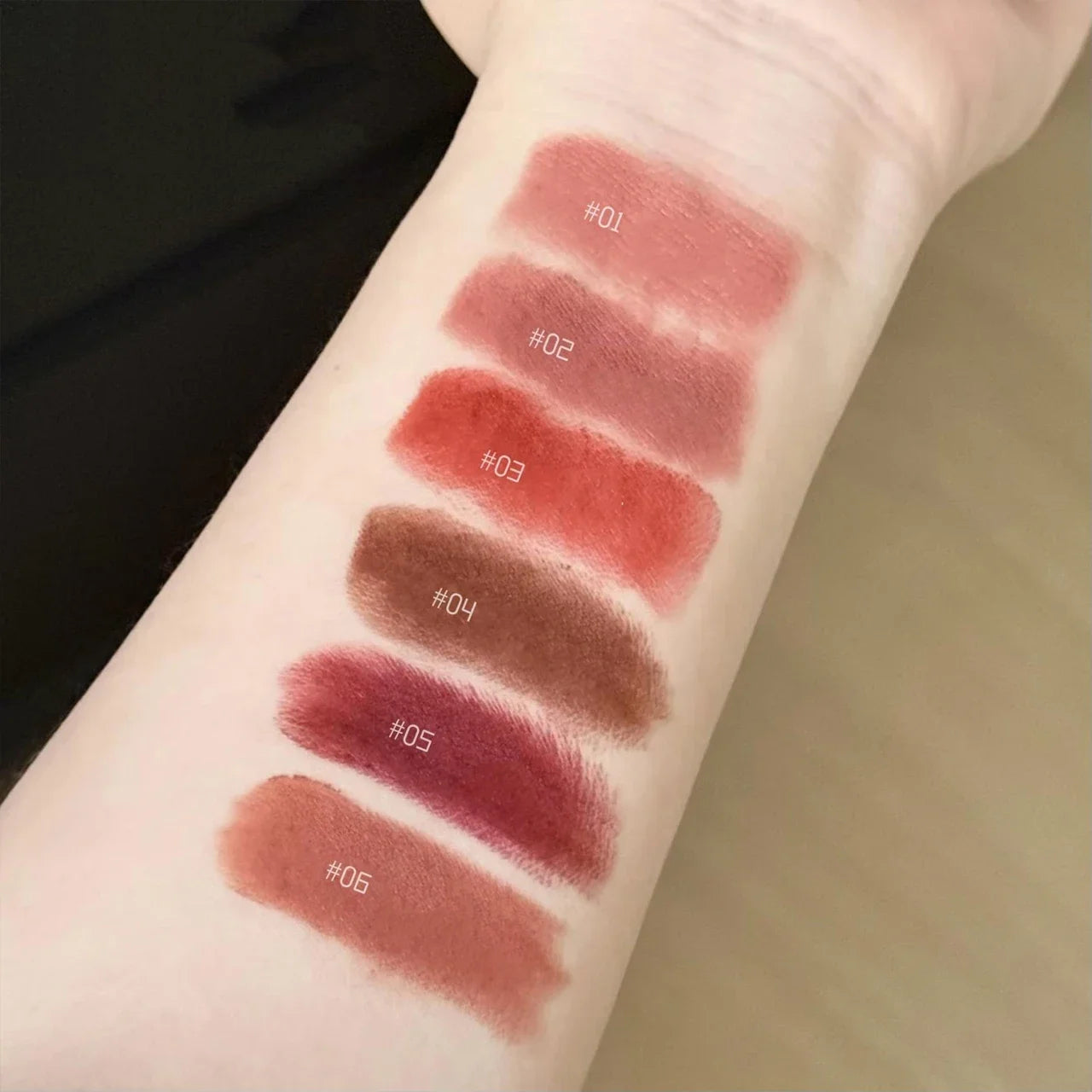6Ccolors Matte Lipstick Crayon Milky Tea Purple Lip Tint Velvet Sexy Dark Red Lipstick Pen Non-stick Cup Lasting Brighten Makeup