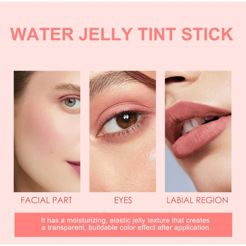 3-in-1 Milk Jelly Tint Facial Blusher Wand Moisturized Long Lasting Matte Rouge Cheek Contour Lipstick Sticker Beauty Makeup