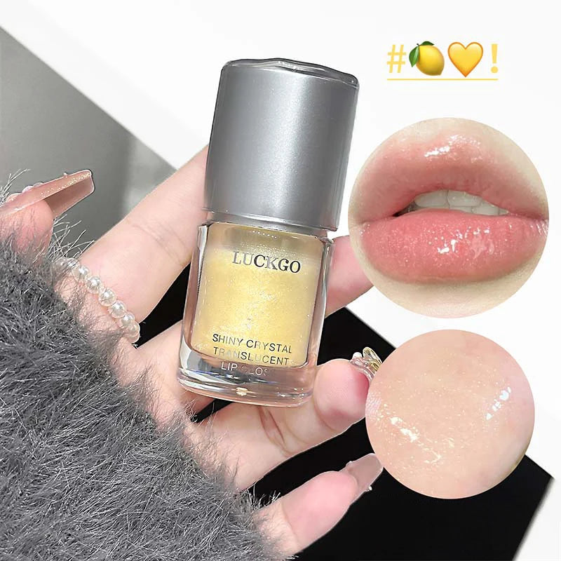 Shining Crystal Clear Lip Gloss Moisturizing Mirror Lip Glaze Long-Lasting Non-stick Cup Transparent Purple Water Light Lip Oil