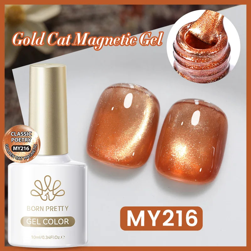 BORN PRETTY 10ml Black Glass Cat Magnetic Gel Nail Polish Punk Style Nail Art Manicure Varnis Semi Permanent Gel for Winter Nail