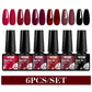 MTSSII 6PCS/Set Sparkly Red Roes Red Gel Nail Polish Shinning Nail Art LED UV Gel Varnish Nail Supplies Manicure Kit for Nails