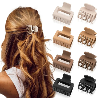 8Pcs Medium Matte Claw Hair Clips for Women 1.6" Rectangle & 1.6" Double Row Teeth Small Hair Grips for Thin to Medium Fine Hair