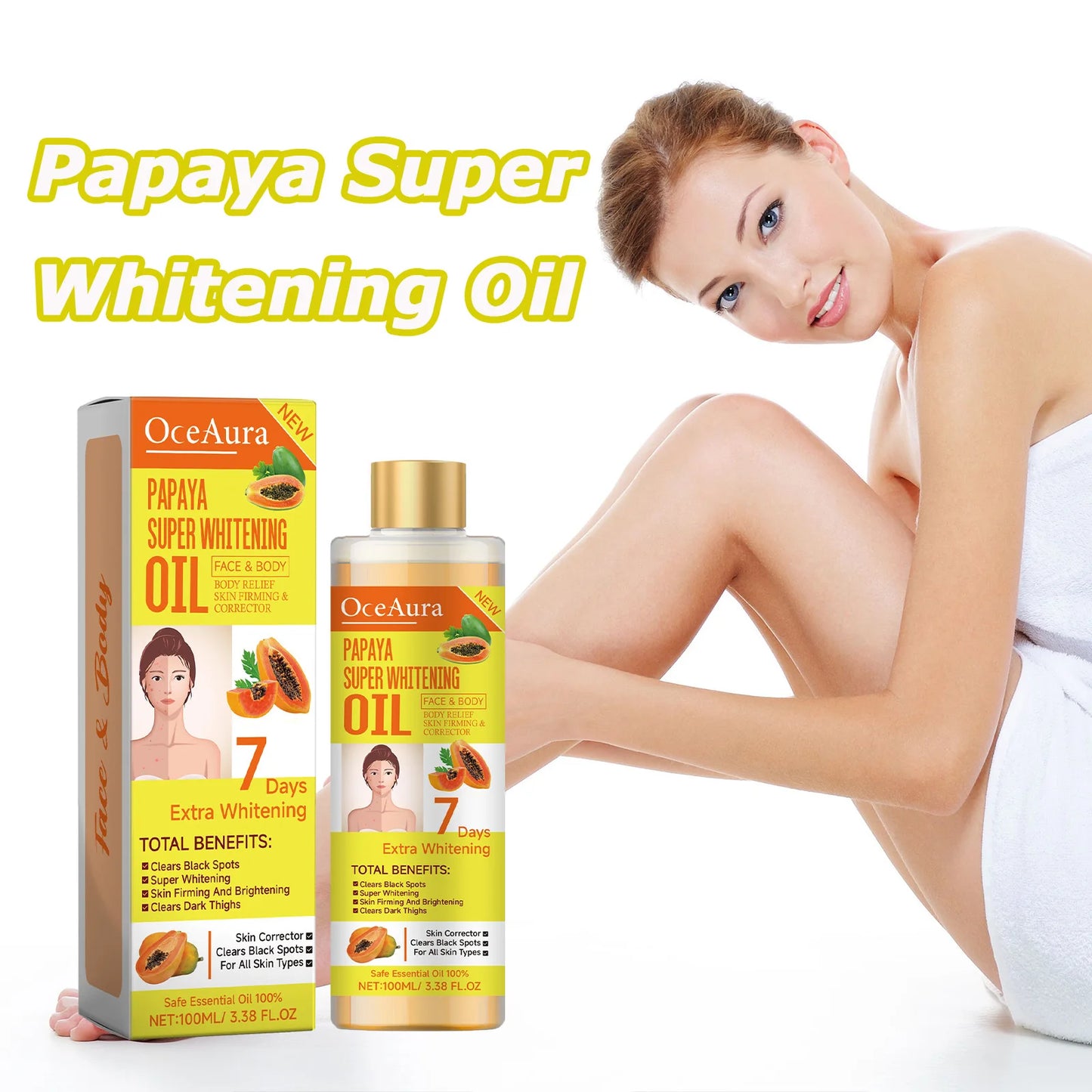 Papaya Whitening Body Oil Nourishing Brightening Skin Care Relaxing Muscle Smoothing Moisturizing Body Massage Skin Papaya Oil
