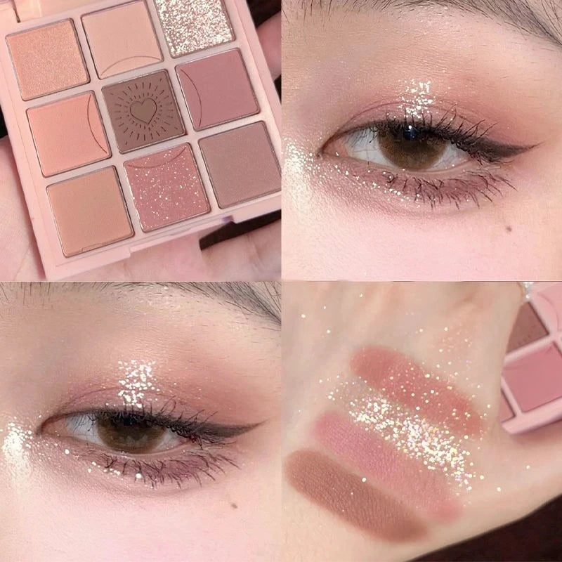 Oat Milk Coffee Earth Tone Eye Shadow Low-saturation Matte Highlight Powder Blusher Contouring Palette Nine-color Eye Shadow