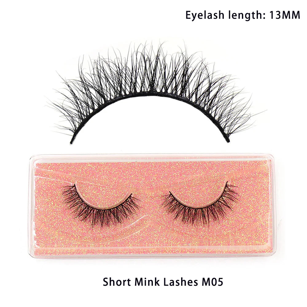 LEHUAMAO Maquiagem Short Natural Soft Mink Lashes Volume Fluffy Wispy Lashes 12mm-15mm False Eyelashes Eyelash Extensio Makeup