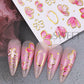 2/3pcs Golden Pink Hibiscus Flower Nail Stickers 3D Bronzing Border Petals Sakura Line Sliders Nail Decals DIY Manicure Decor