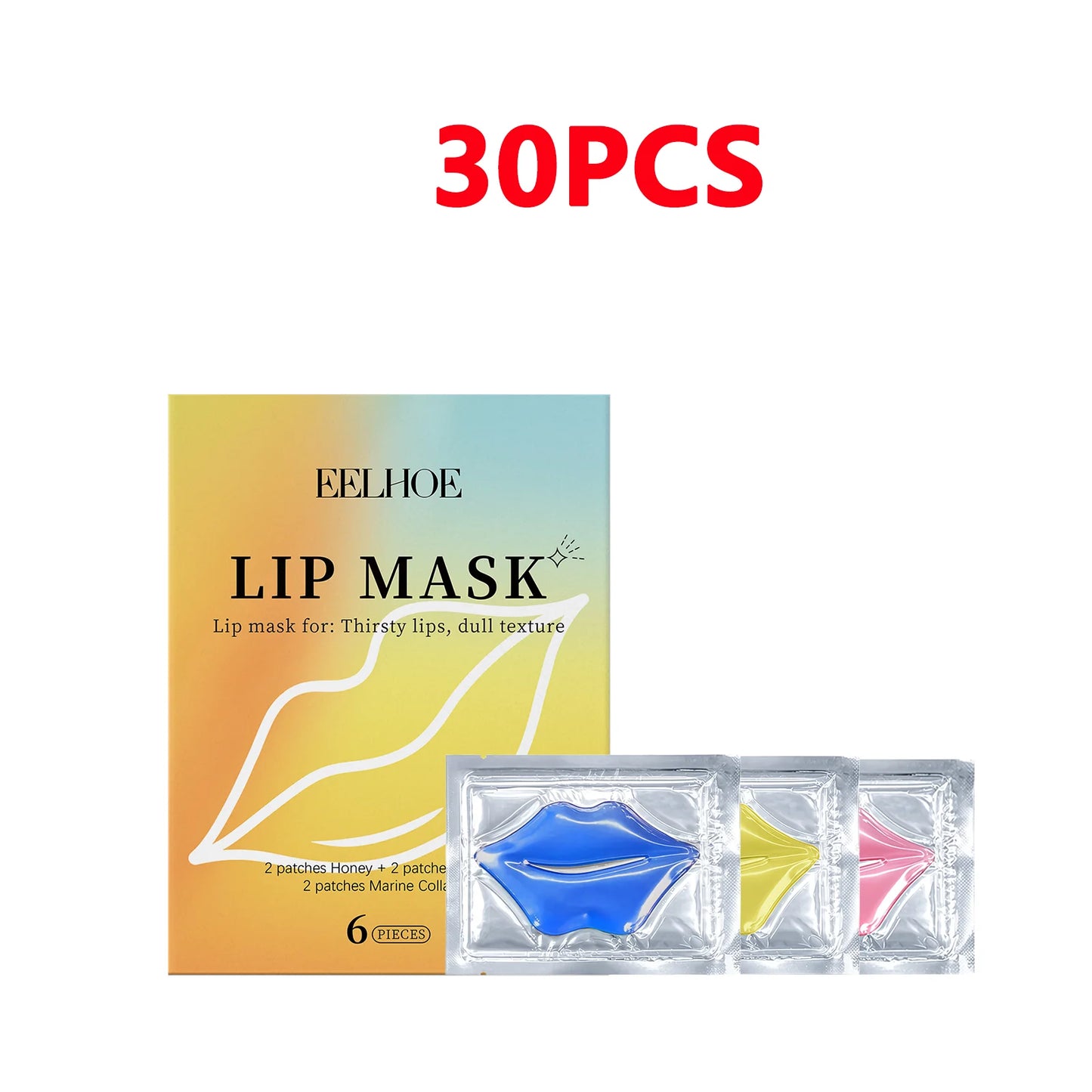 Collagen/Honey/Cherry Lip Mask Gel Patches Hydrating & Plumping Lip Treatment for Dry Lip Repair Fine Lines Clear Lip Care Patch