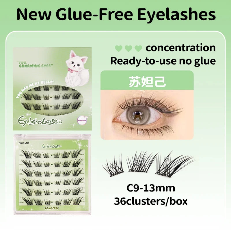 New Self-Adhesive Eyelashes No Glue Fake Lashes Extensions Reusable Eyelashes Glue-free False Eyelashes DIY Individual Lashes Ma